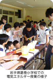 岩手県葛巻小学校での電気エネルギー授業の様子