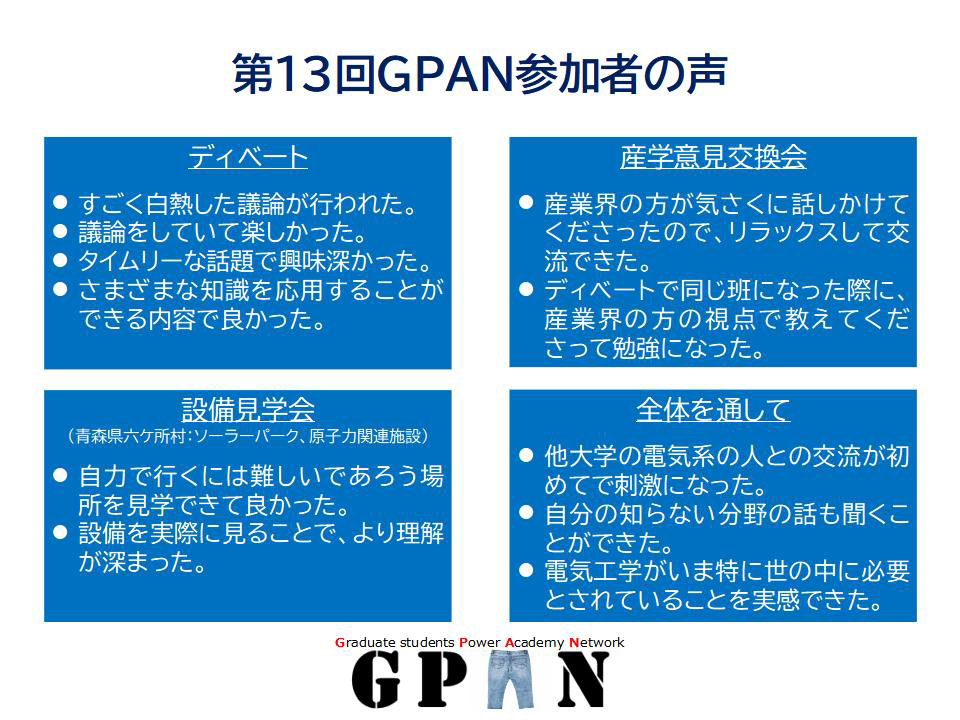 第13回GPAN参加者の声
